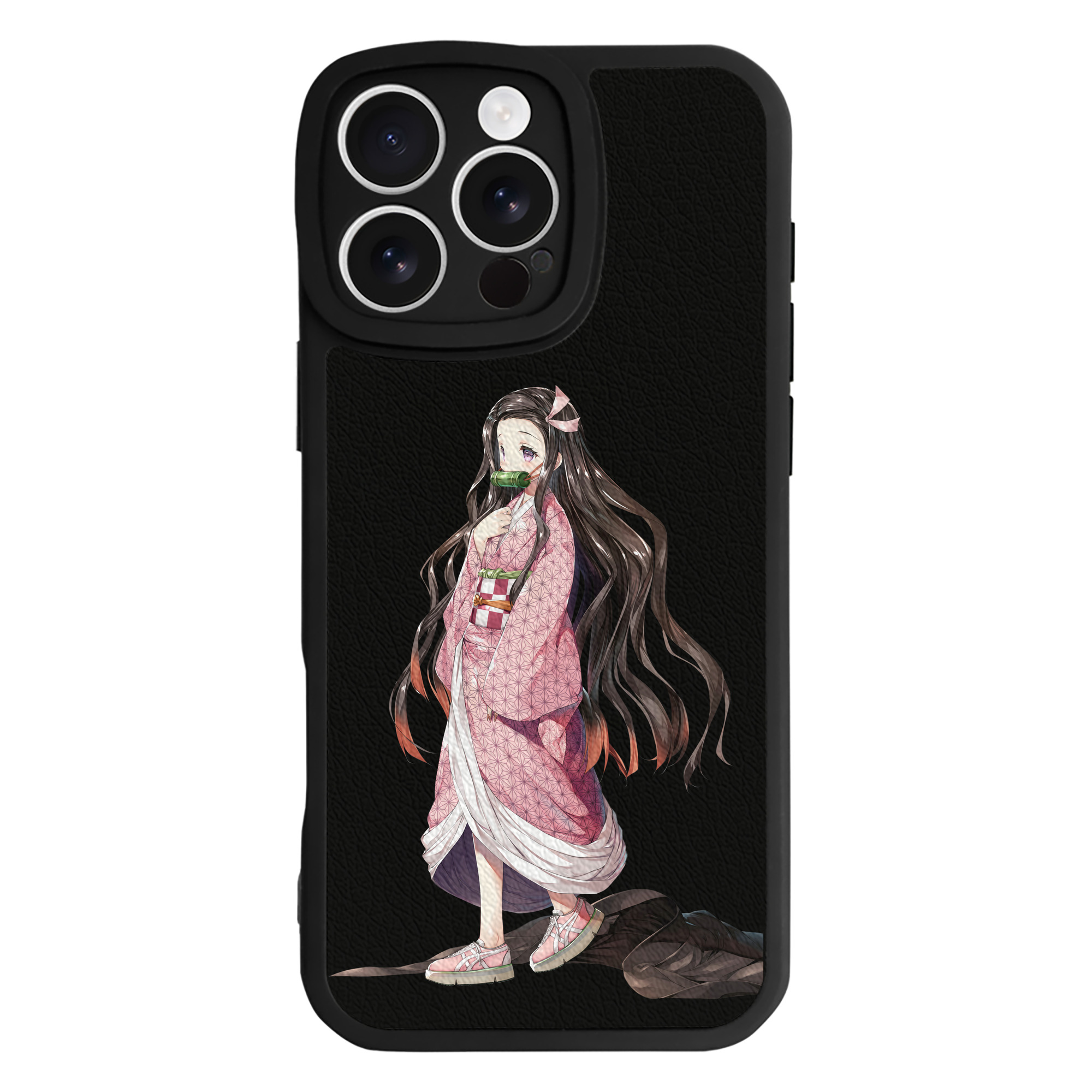 （画像用） 鬼滅の刃（きめつのやいば）竈門 禰󠄀豆子／かまど ねずこ Kamado Nezuko 【iPhone 16シリーズ対応】シリコンスマホケース（レザー調） 材質：シリコン